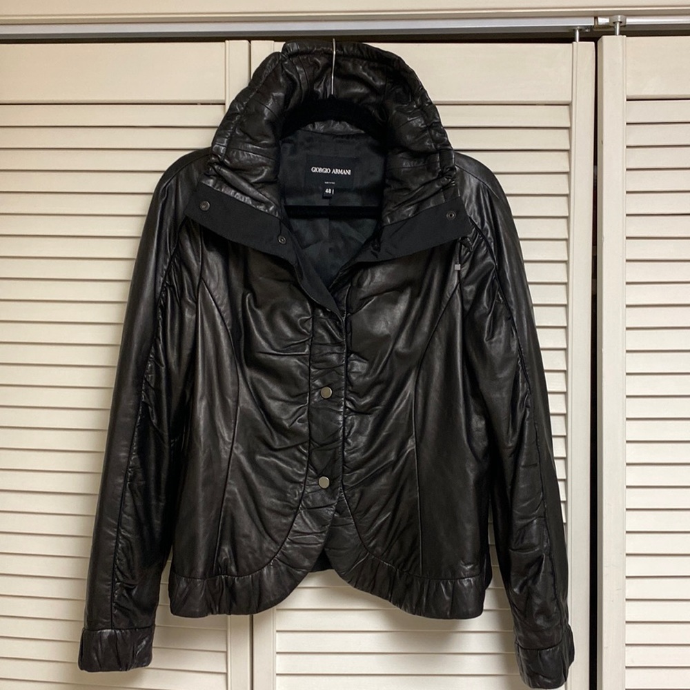 Giorgio Armani lamb skin black jacket